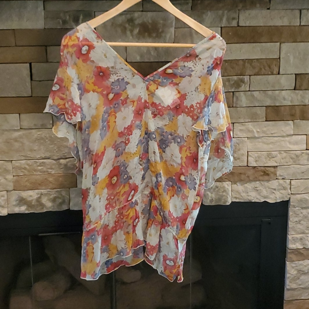 ANNA SUI FLORAL BLOUSE SIZE 12